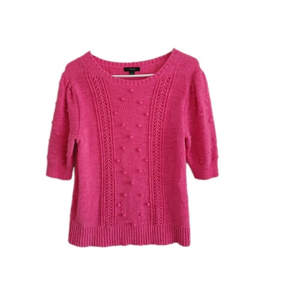 J. Crew Womens S Pink Textured Bobble Knit Sweater Top Preppy Chic Whimsical - Picture 1 of 7